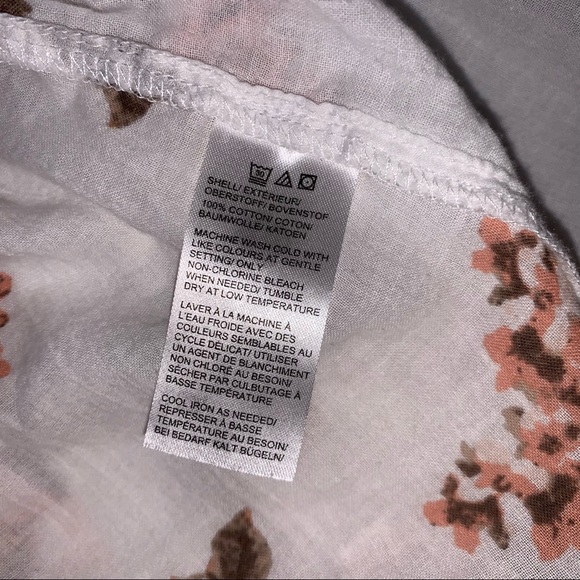 Lord & Taylor White Pink Floral 100% Linen Long Sleeve Button Down Shirt size S - Picture 6 of 7